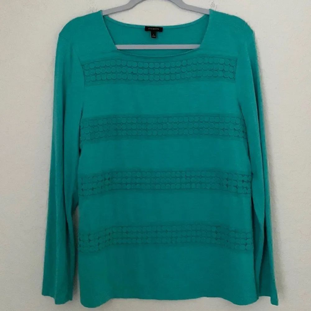 Talbots Long Sleeve Green Top Size L